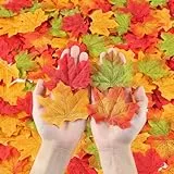 XIANNVXI Herbstdeko 4 Farben Künstliche Blätter Herbst Ahornblätter 8cm Herbstblätter Herbst Dekoration (200 Stück)