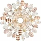 48 Stück Ostereier zum Aufhängen Plastik,Easter Eggs,Osterdeko für Draußen,Plastikeier,Ostereier deko(6 * 4cm) (weich)