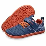 IceUnicorn Hausschuhe Kinder Barfußschuhe Jungen Mädchen Sportschuhe Barfussschuhe Minimalistische Hallenschuhe(Marine Orange, 34EU)