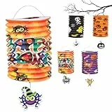Dawumin Halloween Laterne Kinder, 4 H-alloween-Deko Papierlaterne, H-alloween Papier Laternen Dekoration, Faltbar l-aternen für kinder H-alloween Partys, Traufe Halloween (A)