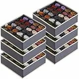 Lifewit 6 Stück Socken Unterwäsche Schubladen Organizer,24 Zellen Ordnungssystem Kleiderschrank Schrank Organizer,Wickelkommode Organizer Aufbewahrungsboxen für Kleidung Unterwäsche, Krawatten, Grau