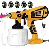 TOPALL Farbsprühsystem Wandfarbe,850W 32000PRM 1400ML HVLP Farbspritzpistole,Farbsprühpistole Wandfarbe,Farbsprühgerät,mit 5 Düsen und 3 Muster,Farbpistole für Wandfarbe,Gartenzaun, Wände,GelbN
