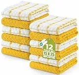 Utopia Towels - 12er Pack Geschirrtücher Küchentücher, 38 x 64 cm Baumwolle Geschirrtüch – Maschinenwaschbar (Gelb und Weiß)
