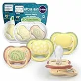 Philips Avent ultra air Schnuller – kiefergerecht geformtes Design, für Babys, 0–6 Monate, weicher, symmetrischer Silikonsauger, BPA-frei, 2 Sterilisationsbehälter, 4er-Pack, SCF087/21