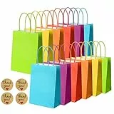 NADSSJL Geschenktüten, 12 Stück Papiertüten, Kraftpapiertüten mit Henkel, für Einkaufen, Hochzeiten, Verpackungen, Partys, Geburtstag, Weihnachten, 15 x 8 x 21 cm