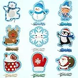 WATINC 18 Stück Winter Lacing Cards Weihnachtsdekorationen Anfänger Vorschule Lacing Card Kit für Kinder Doppelseitige Nähkarten in 9 Weihnachten Muster mit 9 bunten Spitzen Spielzeug Spiele