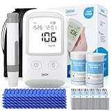 Blutzuckermessgerät-Set (mg/dl), 𝐊𝐥𝐢𝐧𝐢𝐬𝐜𝐡 𝐩𝐫ä𝐳𝐢𝐬𝐞𝐬 Blutzuckermessgerät mit 100 Teststreifen, 100 Lanzetten und 1 Stechhilfe – codierungsfrei & großes Display