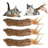 BSITSSS 3 Stück Katzenspielzeug, Hasenfell Katzenminze Spielzeug, Weiches Flauschiges Katzenspielzeug Feder Interaktiv Cat Toys Federspielzeug mit Gallenfrucht für Indoor Katzen