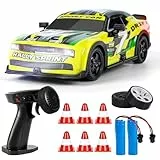 BuzzoXerex RC Drift Car, 1:22 Drift Auto Ferngesteuert, 4WD Mini RC Car, Tabletop Drift Ferngesteuertes Auto mit LED-Leuchten, 15km/h, Spielzeugauto mit Spielzeugauto für Kinder ab 8 Jahre (Gelb)