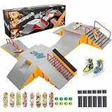 Tlater Finger Skateboard Park Kits, 14-in-1 Bigger Finger Skateboard Ramp Set DIY Montage Fingerboard Skatepark für Kinder Geburtstag Geschenk (Gelb)
