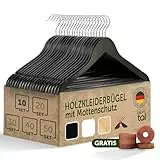 Blumtal Kleiderbügel Holz 10er Set - Holzbügel mit 360° drehbarem Metallhaken - Kleiderbügel Schwarz mit Zedernholz Mottenschutz - Kleiderbügel Holz Schwarz mit Anti-Rutsch-Schicht & Einkerbungen