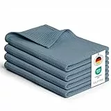 Blumtal® Geschirrtücher 50x70 cm im 4er Set - Geschirrtücher Baumwolle 100% - Küchentücher bei 60 °C waschbar - Waffeltücher - Küchenhandtücher - Spül- & Geschirrtücher - Trockentücher Küche in blau