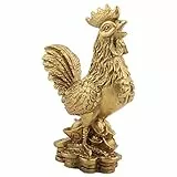 FTVOGUE Handgefertigtes Hahn-Glückssymbol aus reinem Messing, Huhn, geomantisches Omenhahn, Ornament, Segen, Sammelfiguren
