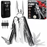 BIBURY Multitool, 19 in 1 Edelstahl Multitool Werkzeug mit Zange Klappmesser Schere Schraubendreher, Geschenke für Männer, Faltbares Multifunktionswerkzeug für Outdoor, Camping, Reparieren