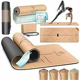 KESSER® Yogamatte Kork Inkl. Tragegurt Tasche & Yoga-Block Gymnastikmatte Yoga Matte rutschfest aus Naturkautschuk TPE Fitnessmatte, 183 x 62 Trainingsmatte für Fitness Sportmatte, Gymnastik extradick