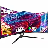 Gawfolk Gaming Curved Monitor 34 Zoll 165Hz, 1500R Ultrawide PC Bildschirm UWQHD 3440x1440P, Gebogenes Computerbildschirm, VA, Displayport, HDMI, VESA 75 * 75mm