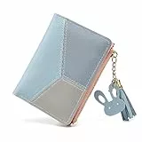 CHAOFANXI Geldbeutel Damen aus Glattem und Weichem PU Leder, Geldbörse Klein und im Kurzformat, in Sehr Schönen Farben mit Reißverschluss, Blau
