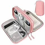 PAPOEEA Kabeltasche für Reisen, Kabel-Organizer, 3 Schichten, Organizer, Elektroniketui, Zubehör, Kabel, Organizer Tasche für USB-Kabel, Rosa, Solid