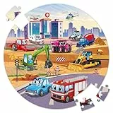 SYNARRY Große Fahrzeuge Boden Puzzle für Kinder ab 3 4 5 6 7 8 Jahren, 70 Teile Kinderpuzzle Bagger Traktor, Lernspielzeug Geschenk für Jungen Mädchen