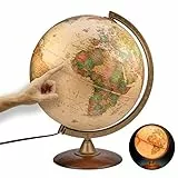 ORBIT Globes & Maps - Retro Leuchtglobus im antiken Stil - 30cm Vintage-Globus mit stabilem Standfuß, Kartenbild 2025 politisch mit LED Leuchte, aktuelles deutsches Kartenbild