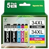GREENSKY 34 34XL Kompatibel mit Epson 34XL 34 XL Druckerpatronen für Epson WF 3720 Druckerpatronen für Workfroce Pro WF-3720DWF WF-3725DWF WF3720 WF3725 WF 3725 WF-3720 WF-3725 Patronen (5-Pack)