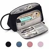 Federmäppchen Federtaschen Teenager Mädchen Mäppchen, Große Kapazität Pencil Case für Schule & Büro Erwachsener Mädchen Geschenk, 21x11cm (Schwarz)