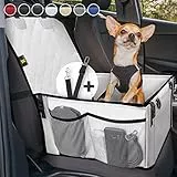 HELDENWERK Extra Stabiler Hunde Autositz -Verstärkte Wände und 5 Gurte - Wasserdichter Hundeautositz für Rück- und Vordersitz (Hellgrau, Standardgröße)