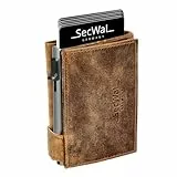 SecWal Kartenetui mit XXL Münzfach Druckknopf inkl. Geschenkbox - Made in Germany - Geldbörse inkl. Ebook für Damen und Herren - RFID Schutz Geldbeutel mit Wiener Schachtel (Hunter Braun)
