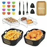 Meltrck 75 Stück Airfryer Zubehör Set für Heißluftfritteuse 9.5L, Heißluftfritteuse Zubehör Kompatibel mit Ninja SL400EU & AF400EU Dual Door, Silikoneinlagen Hitzeschutz 240°C