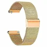TStrap Metall Uhrenarmband Edelstahl Mesh - Roségold Schnellverschluss Armband Uhren für Herren Damen - Weich Ersatz Smartwatch metallarmband Uhr - 18mm 20mm 22mm