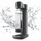 kisidus Wassersprudler Schwarz Sodamaschine mit 1 Liter Flasche stylisch und platzsparend, Höhe 40,3 cm