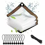 Wasserdicht Transparent Plane mit Ösen,Abdeckplane Durchsichtig, Abdeckplane Transparent Zeltplane Wasserdicht,Plane Durchsichtig für GewäChshaus Gartenplane außenbereich Camping Balkon (3X1M)