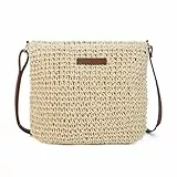Gladdon Damen Strohtasche Umhängetasche Sommer Basttasche Schultertasche Boho Crossbody Tasche Handgewebt Strandtasche Freizeit Tasche Leichte Sommertasche für Urlaub Strand Alltag