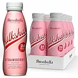 Barebells Cremiger Eiweiss shake – zuckerarm, 24 Gramm Protein pro Flasche, laktosefrei – Strawberry Milkshake, 8 x 330ml