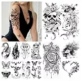Acevegue 34 Blätter Fake Tattoos, Temporäre Tattoo Zum Aufkleben Frauen Aufkleben Damen Tattoos Erwachsene Wasserfest, Kã¶rper Make-up Tattoo Halloween Deko Festival Accessoires