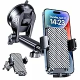 BIPOPIBO Handyhalterung Auto Universal für Lüftung, Windschutzscheibe & Armaturenbrett [360° Drehbar] mit EIN-Knopf-Release -Einhandbedienung Autohalterung für Smartphones Lautsprecher-Halterungen