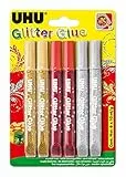 UHU Glitter Glue FESTLICHE FARBEN, 6x10ml