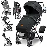 KIDIZ® Kinderwagen Kinderbuggy klappbar Liegebuggy Sportwagen Faltbar 360° Räder 5-Punkt Gurt Inkl. Fußsack, Getränkehalter, Regenabdeckung & Moskitonetz verstellbare Rückenlehne & Sonnenverdeck