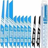 EffektWerk – Säbelsägeblatt-Set – 10 Stück – Hochleistungs-HSC-Stahl-Säbelsägeblätter für Holz, Metall und Kunststoff – 6/10/14/18 TPI (Zähne pro Zoll)