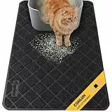 Conlun Katzenklo Matte Katzenstreu Matte, 89 x 58 cm Katzenklo Vorleger, Gitter Netz Streukontrolle Design Katzenklo Unterleger, Wasserdichtes Urinbeständiges Material, Leicht zu Reinigen (Schwarz)