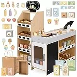 Mamabrum Holz Kaufladen Marktstand Spielzeug für Kinder mit Zubehör – Kreatives Rollenspiel ab 3 Jahren