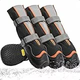 Ohcozzy Hohe Hundeschuhe Tiefe Wasserdicht, Hundestiefel mit V-förmiger Zunge für einfaches Anziehen, Pfotenschutz Hundestiefel Winter fürkleine, mittlere und große Hunde 4 Stück,XL