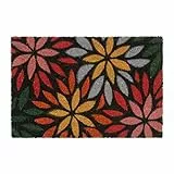Relaxdays Fußmatte Kokos, Blumenmuster, 60x40 cm, Fußabtreter Innen-& Außenbereich, Rutschfester Schuhabstreifer, bunt