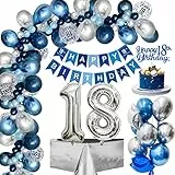 Mehrweg 18. Geburtstag Deko für Jungen und Mädchen mit Luftballons, Happy Birthday Banner und Folienballons - Konfetti Ballon für den 18. Geburtstag