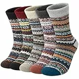 Justay Comf 5/6 Paar Thermosocken Herren Winter Merino Wollsocken Warme Dicke Stricksocken Atmungsaktiv Weihnachtssocken EU 38-45