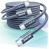 LISEN 240W Schnellladekabel USB C auf USB C Kabel 2M [2-Stück] Ladekabel USB C für 17, PD3.1 Nylon Geflochten für iPhone 16/15 Pro Max, iPad Air/Pro, MacBook Air/Pro, Samsung Galaxy S25 S24 S23