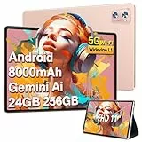 GOODTEL 2026 Tablet, 11 Zoll, 24 GB RAM + 256 GB ROM + 2 TB, Android Octa-Core, 1280 × 800 HD, WLAN 5G, Bluetooth 5.0, 8000 mAh, 13 MP + 5 MP, Tablet mit Hülle, Gold
