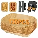 BYKITCHEN 120Stück Backpapier für Heißluftfritteuse Ninja Double Stack XL 9.5L SL400EU, Air Fryer Zubehör, Backpapier für AF300EU AF400EU,Ninja Double Stack XL, Cookwise & anderen Dual Zone Airfryer