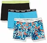 Hanes Herren Originals Trunks, Stretch-Baumwolle, feuchtigkeitsableitende Unterwäsche, 3er-Pack Retroshorts, blau/schwarz, Medium