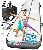 KESSER® Turnmatte Aufblasbar Airtrack Fitness-Matte Gymnastikmatte | inkl. Tragetasche & elektr. Luftpumpe | Yogamatte, Tumbling Matten, Trainingsmatte (Anthrazit, 500 x 100 x 10 cm)